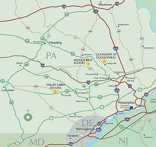 Maps of New Homes and Real Estate in Montgomery County, PA, Chester
County, PA