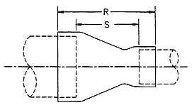 Concentric reducer dimensions for 
belled-end fittings